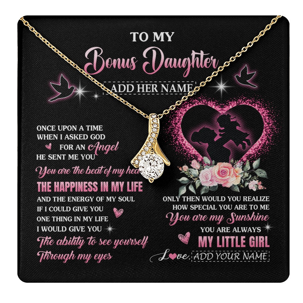 Alluring Beauty Necklace 18K Yellow Gold Finish | 1 | Personalized To My Bonus Daughter From Stepmom Necklace Once Upon A Time Birthday Graduation Gifts For Stepdaughter Christmas Custom Gift Box Message Card | teecentury.myshopify