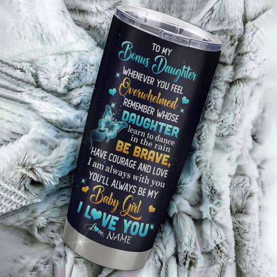 Personalized To My Bonus Daughter Gift Tumbler From Step Mom Stainless Steel Cup Sunflower My Baby Girl Stepdaughter Birthday Graduation Christmas Travel Mug | teecentury