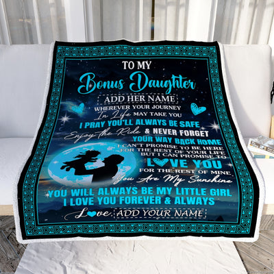 Personalized To My Bonus Daughter Gifts Blanket From Stepdad Promise To Love You Gifts For Stepdaughter Birthday Graduation Christmas Custom Fleece Blanket | teecentury