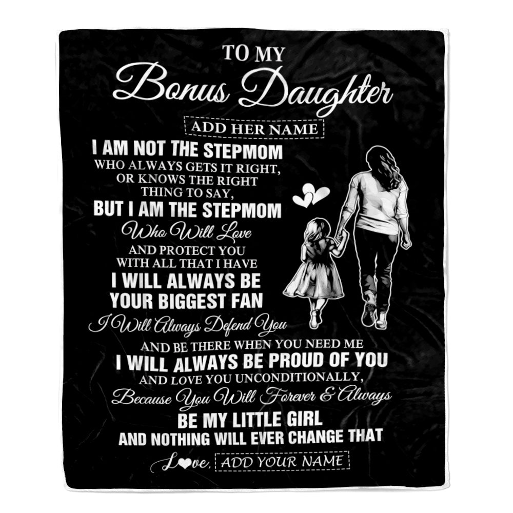 Personalized To My Bonus Daughter Gifts Blanket From Stepmom Biggest Fan Birthday Gifts For Stepdaughter From Stepmother Christmas Custom Fleece Throw Blanket | teecentury