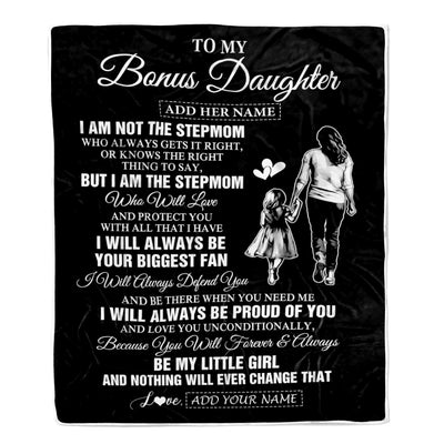 Personalized To My Bonus Daughter Gifts Blanket From Stepmom Biggest Fan Birthday Gifts For Stepdaughter From Stepmother Christmas Custom Fleece Throw Blanket | teecentury