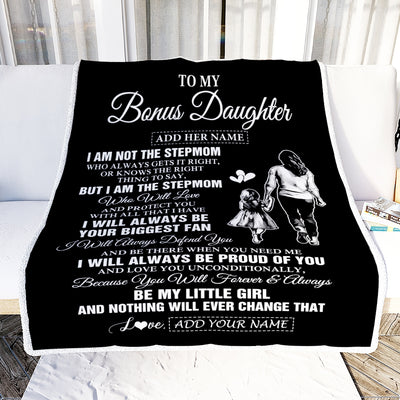 Personalized To My Bonus Daughter Gifts Blanket From Stepmom Biggest Fan Birthday Gifts For Stepdaughter From Stepmother Christmas Custom Fleece Throw Blanket | teecentury