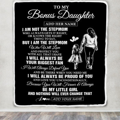 Personalized To My Bonus Daughter Gifts Blanket From Stepmom Biggest Fan Birthday Gifts For Stepdaughter From Stepmother Christmas Custom Fleece Throw Blanket | teecentury