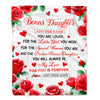 Personalized To My Bonus Daughter Gifts Blanket From Stepmom Rose Flower Present For Adult Birthday Gifts For Stepdaughter Christmas Graduation Fleece Blanket | teecentury