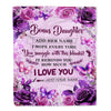 Personalized To My Bonus Daughter Gifts Blanket From Stepmom Stepdad Purple Floral Birthday Gifts For Stepdaughter Graduation Christmas Fleece Throw Blanket | teecentury