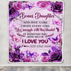Personalized To My Bonus Daughter Gifts Blanket From Stepmom Stepdad Purple Floral Birthday Gifts For Stepdaughter Graduation Christmas Fleece Throw Blanket | teecentury