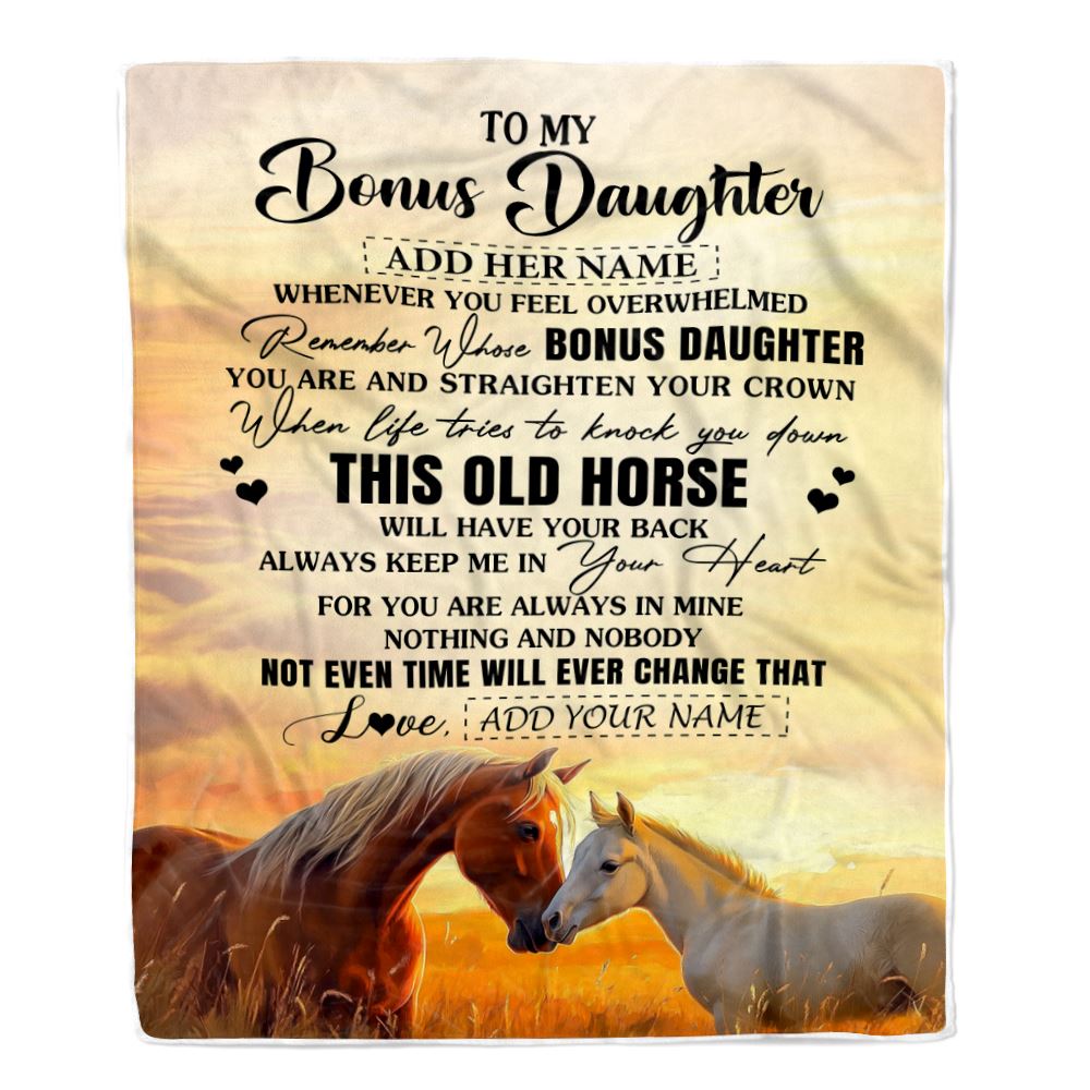Personalized To My Bonus Daughter Gifts Blanket From Stepmom Whenever Horse Unique Birthday Gifts For Stepdaughter Graduation Christmas Custom Fleece Blanket | teecentury