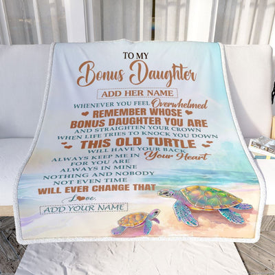 Personalized To My Bonus Daughter Gifts Blanket From Stepmom Whenever Turtle Unique Birthday Gifts For Stepdaughter Graduation Christmas Custom Fleece Blanket | teecentury
