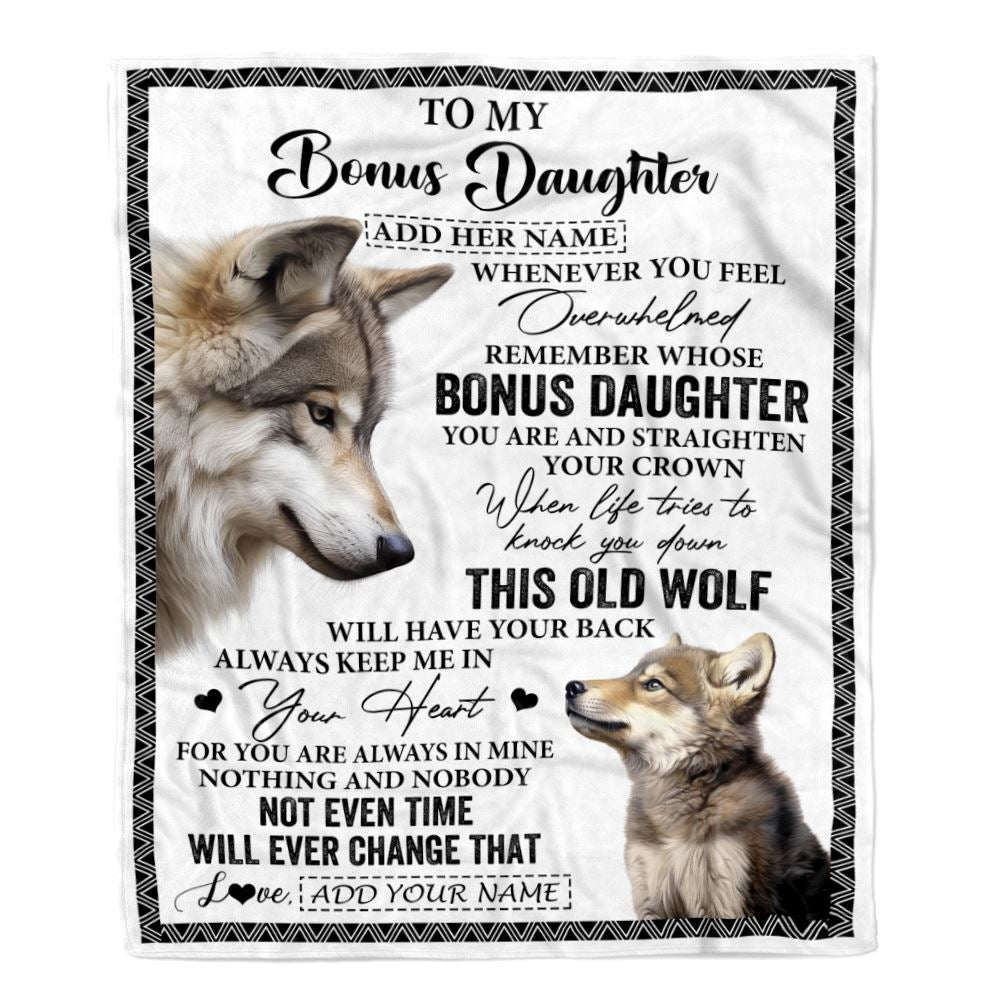 Personalized To My Bonus Daughter Gifts Blanket From Stepmom Whenever Wolf Unique Birthday Gifts For Stepdaughter Graduation Christmas Custom Fleece Blanket | teecentury