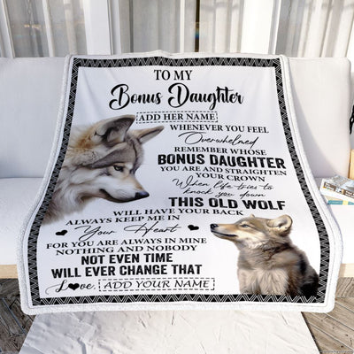 Personalized To My Bonus Daughter Gifts Blanket From Stepmom Whenever Wolf Unique Birthday Gifts For Stepdaughter Graduation Christmas Custom Fleece Blanket | teecentury