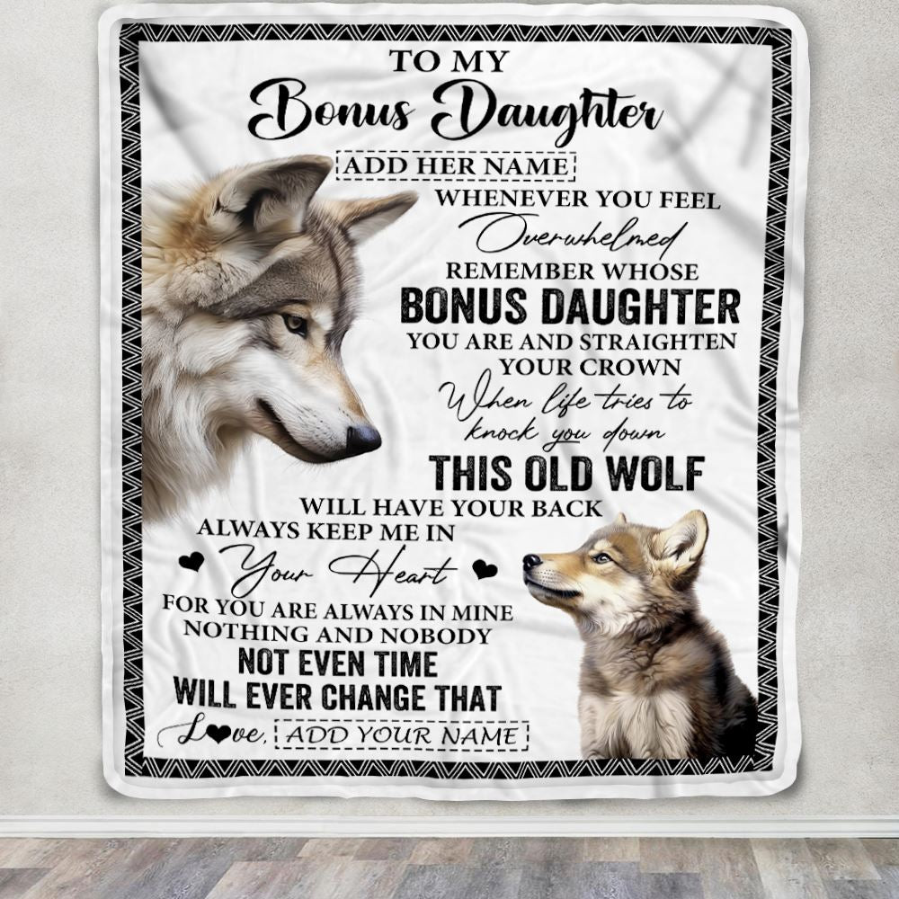 Personalized To My Bonus Daughter Gifts Blanket From Stepmom Whenever Wolf Unique Birthday Gifts For Stepdaughter Graduation Christmas Custom Fleece Blanket | teecentury