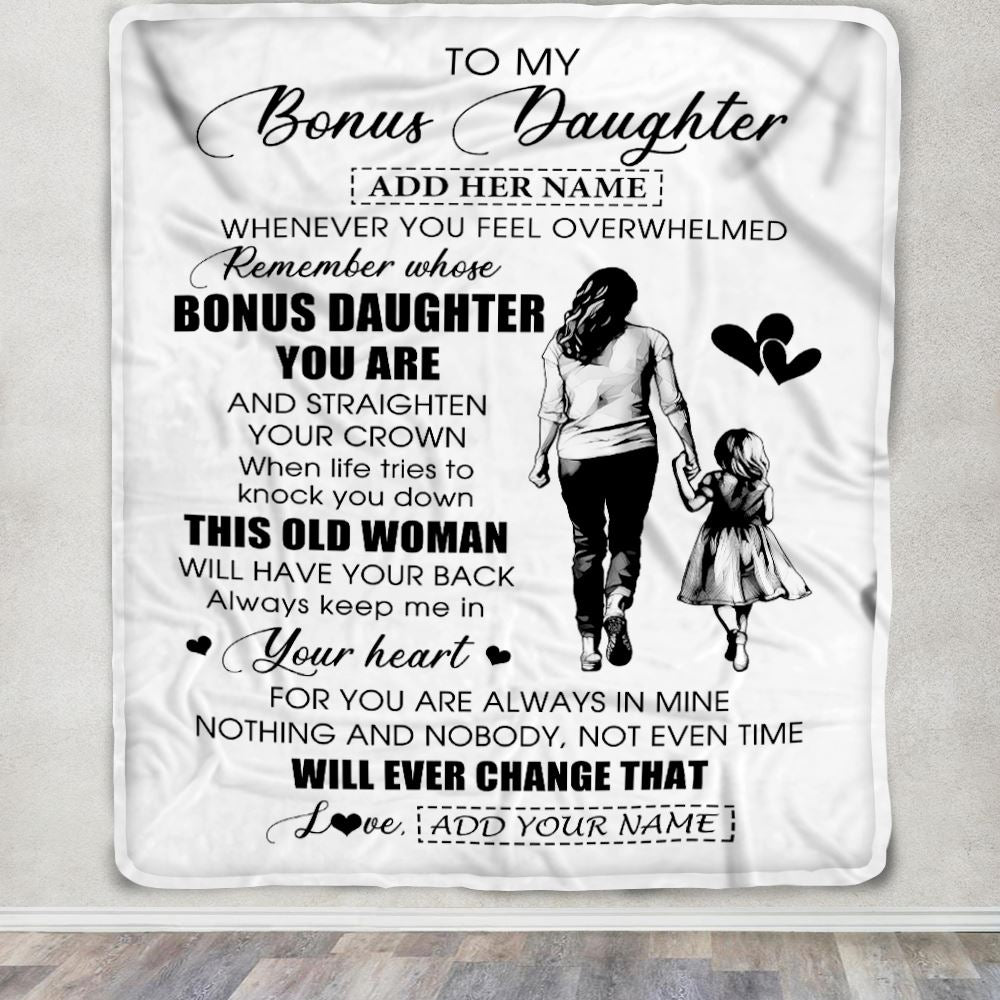 Personalized To My Bonus Daughter Gifts Blanket From Stepmom Whenever Woman Unique Birthday Gifts For Stepdaughter Graduation Christmas Custom Fleece Blanket | teecentury