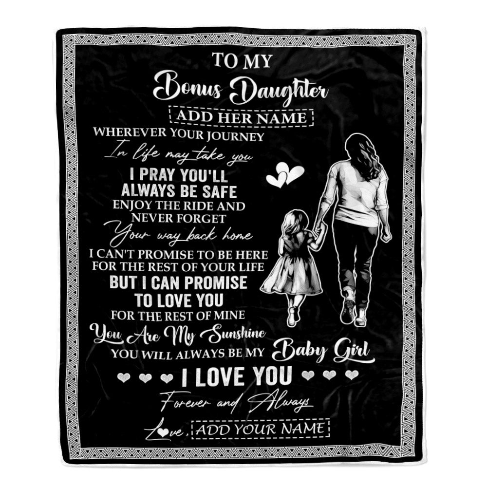 Personalized To My Bonus Daughter Gifts Blanket From Stepmom Wherever Your Journey In Life Stepmother Stepdaughter Birthday Gifts Christmas Fleece Blanket | teecentury
