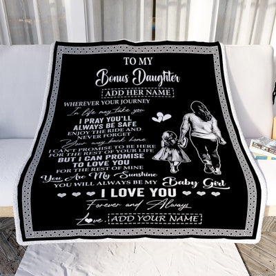 Personalized To My Bonus Daughter Gifts Blanket From Stepmom Wherever Your Journey In Life Stepmother Stepdaughter Birthday Gifts Christmas Fleece Blanket | teecentury
