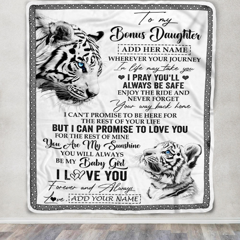 Personalized To My Bonus Daughter Gifts Blanket From Stepmom Wherever Your Journey In Life White Tier Stepdaughter Birthday Gifts Christmas Fleece Blanket | teecentury