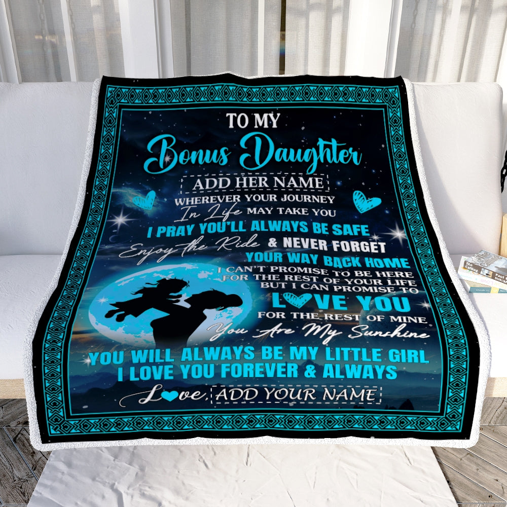 Personalized To My Bonus Daughter Gifts Blanket From Stepmother Promise To Love You Gifts For Stepdaughter Birthday Graduation Christmas Custom Fleece Blanket | teecentury