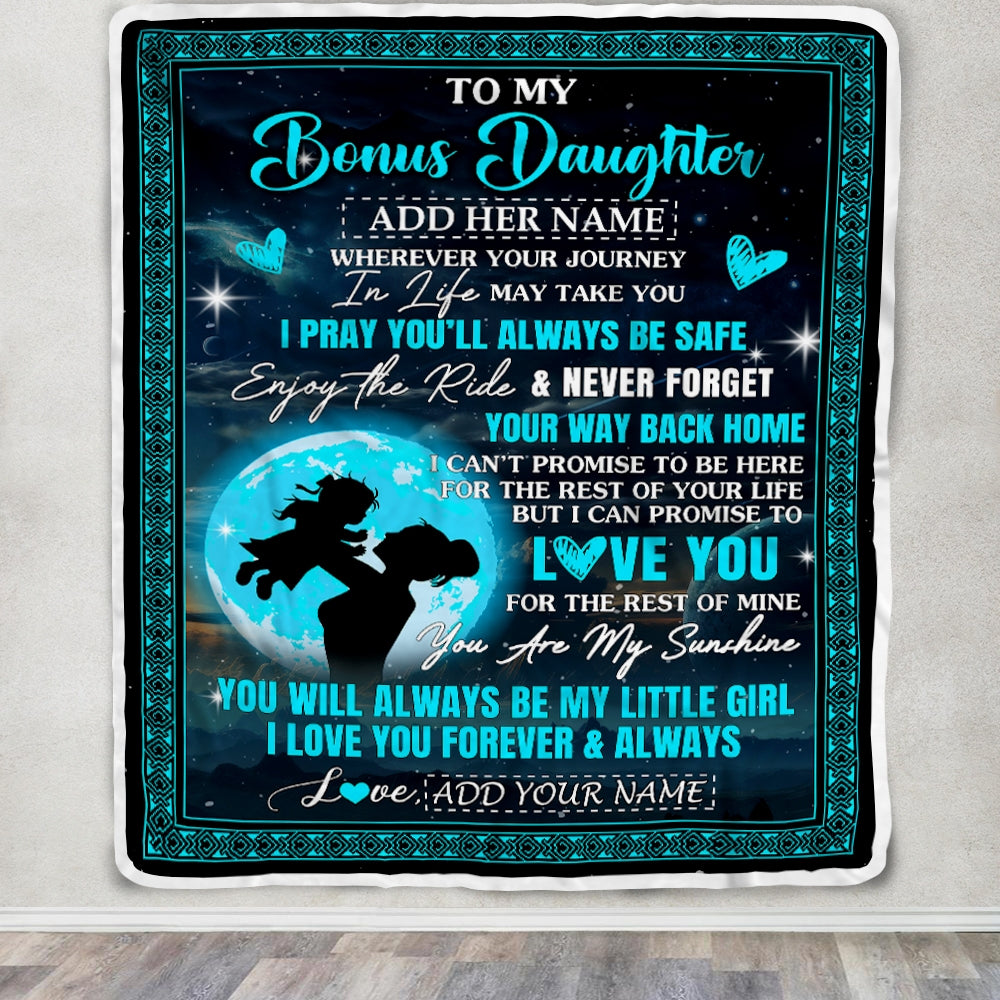 Personalized To My Bonus Daughter Gifts Blanket From Stepmother Promise To Love You Gifts For Stepdaughter Birthday Graduation Christmas Custom Fleece Blanket | teecentury