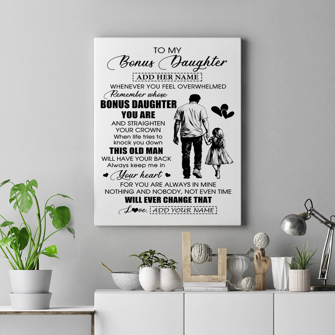 Personalized To My Bonus Daughter Gifts Canvas From Stepdad Whenever Man Unique Birthday Gifts For Stepdaughter Graduation Christmas Custom Art Print Framed Canvas | teecentury