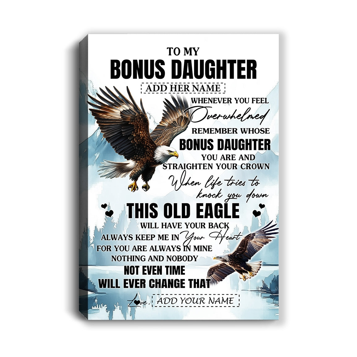 Personalized To My Bonus Daughter Gifts Canvas From Stepmom Whenever Eagle Unique Birthday Gifts For Stepdaughter Graduation Christmas Custom Wall Art Framed Canvas | teecentury