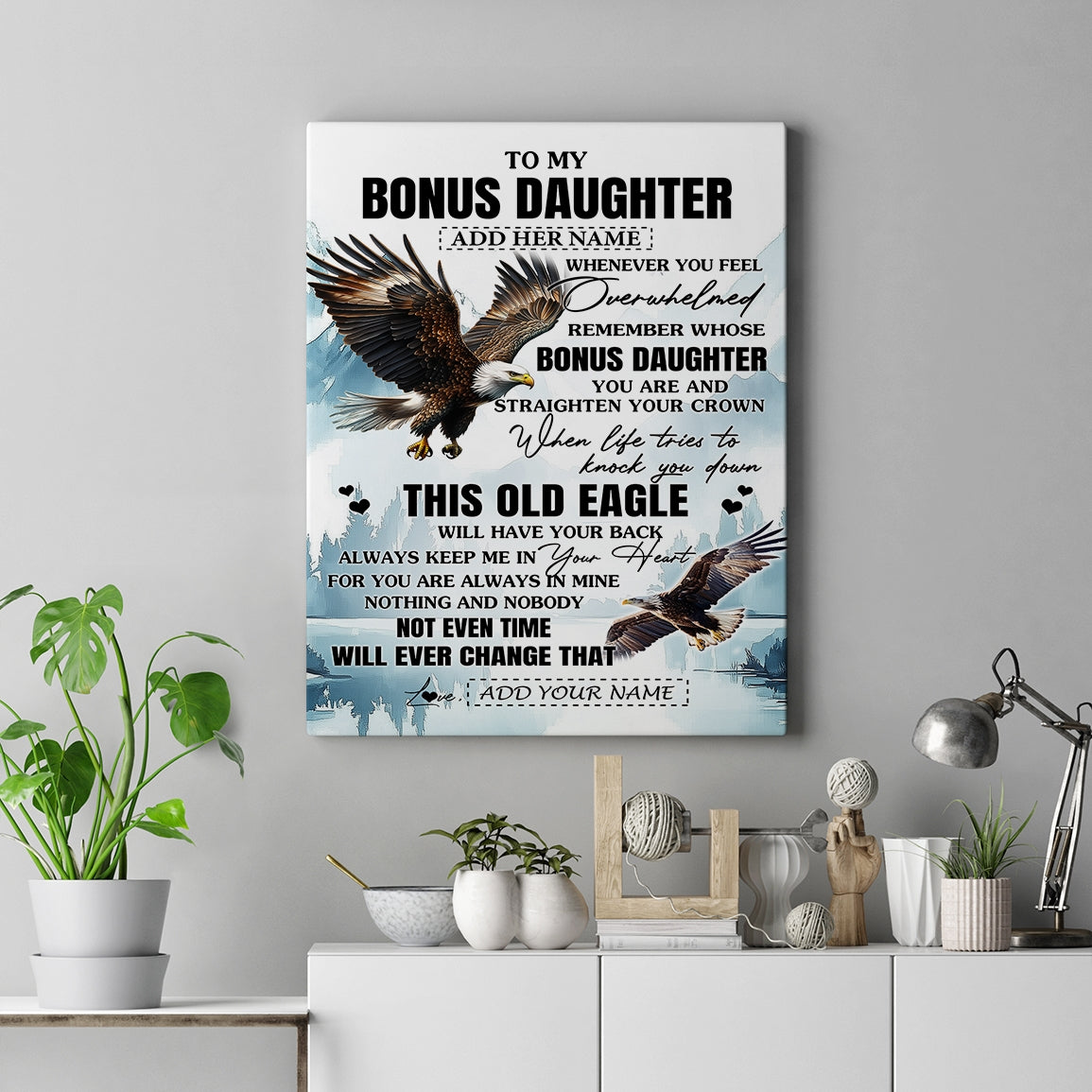 Personalized To My Bonus Daughter Gifts Canvas From Stepmom Whenever Eagle Unique Birthday Gifts For Stepdaughter Graduation Christmas Custom Wall Art Framed Canvas | teecentury