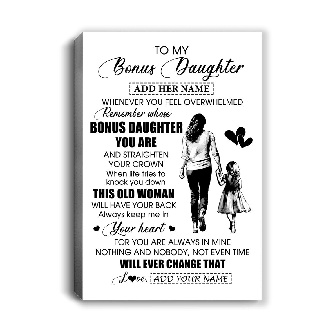 Personalized To My Bonus Daughter Gifts Canvas From Stepmom Whenever Woman Unique Birthday Gifts For Stepdaughter Graduation Christmas Custom Art Print Framed Canvas | teecentury