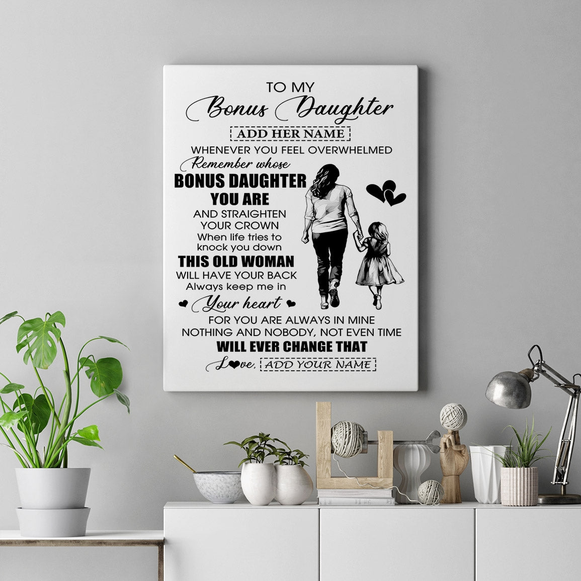 Personalized To My Bonus Daughter Gifts Canvas From Stepmom Whenever Woman Unique Birthday Gifts For Stepdaughter Graduation Christmas Custom Art Print Framed Canvas | teecentury