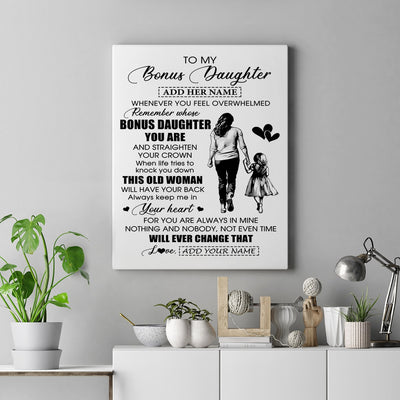 Personalized To My Bonus Daughter Gifts Canvas From Stepmom Whenever Woman Unique Birthday Gifts For Stepdaughter Graduation Christmas Custom Art Print Framed Canvas | teecentury