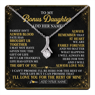 Alluring Beauty Necklace 14K White Gold Finish | 1 | Personalized To My Bonus Daughter Gifts From Mom Dad Family Forever Neclace For Step Daughter Birthday Gifts Christmas Customized Gift Box Message Card | https://teecentury.