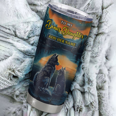 Personalized To My Bonus Daughter Gifts From Step Mom Tumbler Don't Give Up Wolf Gifts For Stepdaughter Birthday Graduation Christmas Custom Cup Travel Mug | teecentury