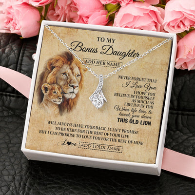Alluring Beauty Necklace 14K White Gold Finish | 2 | Personalized To My Bonus Daughter Gifts From Stepdad Lion Necklace I Love You Stepdaughter Birthday Gifts Graduation Christmas Custom Gift Box Message Card | teecentury.myshopify