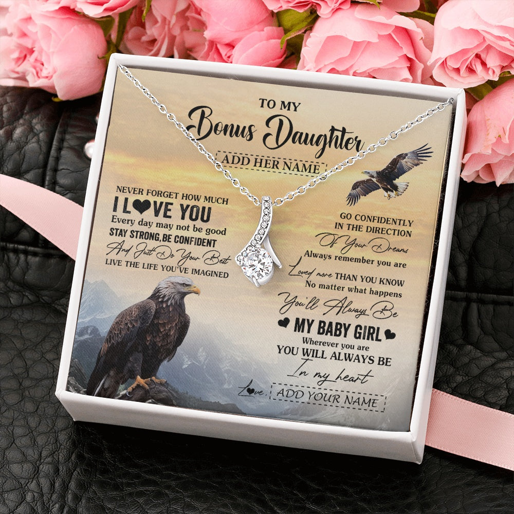 Alluring Beauty Necklace 14K White Gold Finish | 2 | Personalized To My Bonus Daughter Gifts From Stepdad Necklace Eagle Never Forget How Much I Love You Stepdaughter Birthday Christmas Gift Box Message Card | teecentury.myshopify