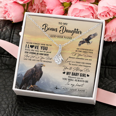 Alluring Beauty Necklace 14K White Gold Finish | 2 | Personalized To My Bonus Daughter Gifts From Stepdad Necklace Eagle Never Forget How Much I Love You Stepdaughter Birthday Christmas Gift Box Message Card | teecentury.myshopify