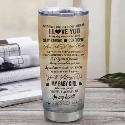 Personalized To My Bonus Daughter Gifts From Stepdad Tumbler Eagle Never Forget How Much I Love You Stepdaughter Birthday Graduation Christmas Stainless Steel Mug | teecentury