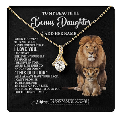 Alluring Beauty Necklace 18K Yellow Gold Finish | 1 | Personalized To My Bonus Daughter Gifts From Stepfather Necklace This Old Lion Love You Stepdaughter Birthday Gifts Christmas Customized Gift Box Message Card | https://teecentury.