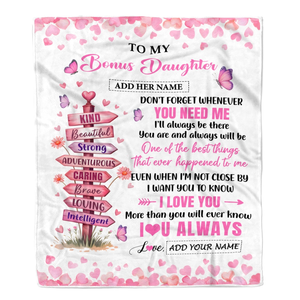 Personalized To My Bonus Daughter Gifts From Stepmom Blanket Kind Beautiful Birthday Gifts For Stepdaughter Graduation Valentines Christmas Fleece Blanket | teecentury