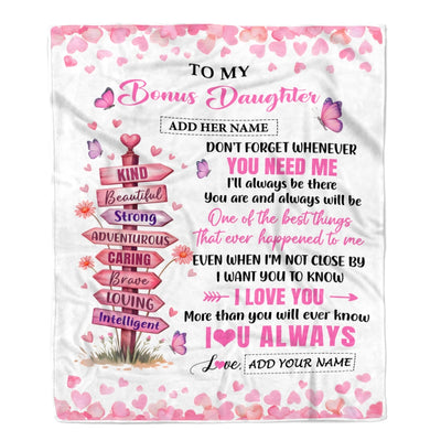 Personalized To My Bonus Daughter Gifts From Stepmom Blanket Kind Beautiful Birthday Gifts For Stepdaughter Graduation Valentines Christmas Fleece Blanket | teecentury