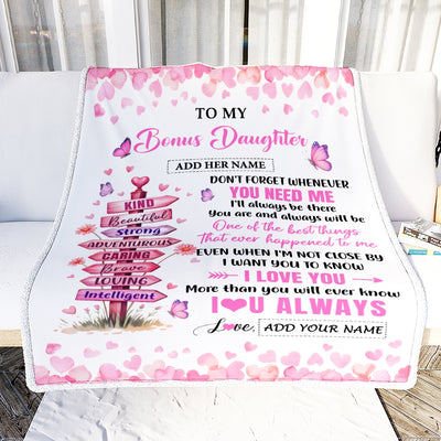 Personalized To My Bonus Daughter Gifts From Stepmom Blanket Kind Beautiful Birthday Gifts For Stepdaughter Graduation Valentines Christmas Fleece Blanket | teecentury