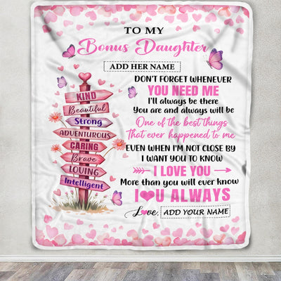 Personalized To My Bonus Daughter Gifts From Stepmom Blanket Kind Beautiful Birthday Gifts For Stepdaughter Graduation Valentines Christmas Fleece Blanket | teecentury