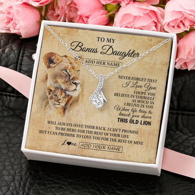 Alluring Beauty Necklace 14K White Gold Finish | 2 | Personalized To My Bonus Daughter Gifts From Stepmom Lion Necklace I Love You Stepdaughter Birthday Gifts Graduation Christmas Custom Gift Box Message Card | teecentury.myshopify