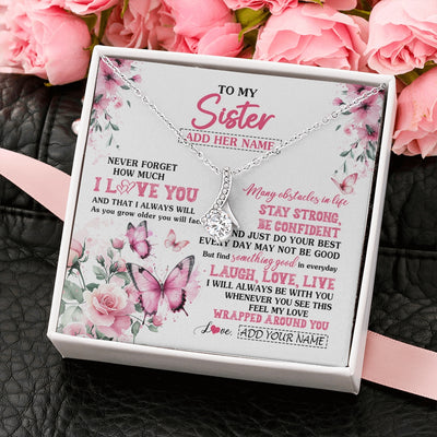 Alluring Beauty Necklace 14K White Gold Finish | 2 | Personalized To My Bonus Daughter Gifts From Stepmom Necklace I Love You Butterfly Birthday Gifts For Stepdaughter Christmas Custom Gift Box Message Card | https://teecentury.