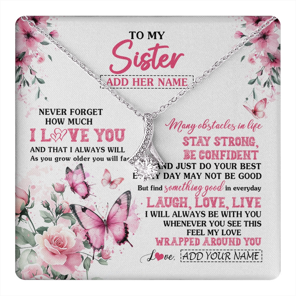 Alluring Beauty Necklace 14K White Gold Finish | 1 | Personalized To My Bonus Daughter Gifts From Stepmom Necklace I Love You Butterfly Birthday Gifts For Stepdaughter Christmas Custom Gift Box Message Card | https://teecentury.