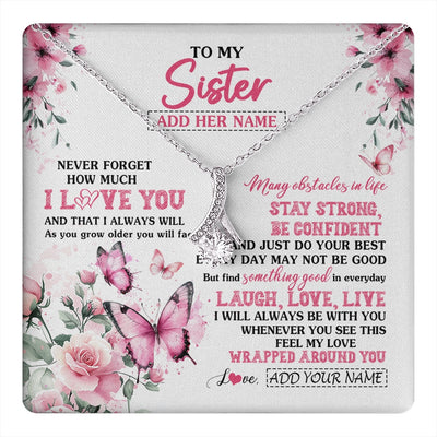 Alluring Beauty Necklace 14K White Gold Finish | 1 | Personalized To My Bonus Daughter Gifts From Stepmom Necklace I Love You Butterfly Birthday Gifts For Stepdaughter Christmas Custom Gift Box Message Card | https://teecentury.