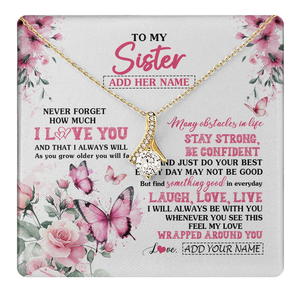 Alluring Beauty Necklace 18K Yellow Gold Finish | 1 | Personalized To My Bonus Daughter Gifts From Stepmom Necklace I Love You Butterfly Birthday Gifts For Stepdaughter Christmas Custom Gift Box Message Card | https://teecentury.
