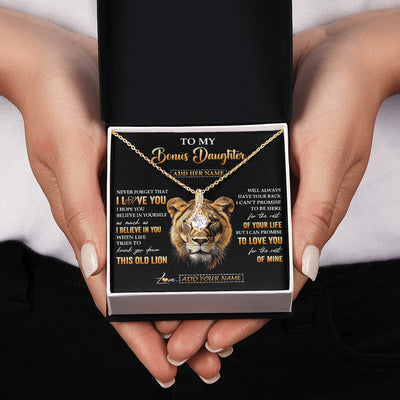 Alluring Beauty Necklace 18K Yellow Gold Finish | 2 | Personalized To My Bonus Daughter Gifts From Stepmom Necklace Old Lion Love You Stepdaughter Birthday Gifts Graduation Christmas Custom Gift Box Message Card | teecentury.myshopify