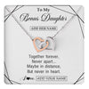 Interlocking Hearts Necklace Stainless Steel & Rose Gold Finish | 1 | Personalized To My Bonus Daughter Gifts From Stepmom Necklace Together Forever With Heartfelt Message Stepdaughter Birthday Christmas Gift Box Message Card | https://teecentury.