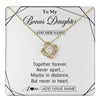 Love Knot Necklace 18K Yellow Gold Finish | 1 | Personalized To My Bonus Daughter Gifts From Stepmom Necklace Together Forever With Heartfelt Message Stepdaughter Birthday Christmas Gift Box Message Card | https://teecentury.