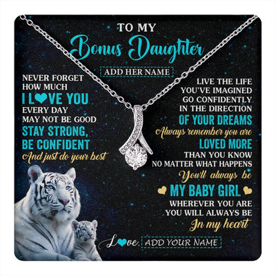 Alluring Beauty Necklace 14K White Gold Finish | 1 | Personalized To My Bonus Daughter Gifts From Stepmom Necklace White Tiger Never Forget How Much I Love You Stepdaughter Birthday Gift Box Message Card | teecentury.myshopify