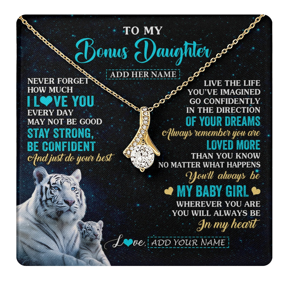 Alluring Beauty Necklace 18K Yellow Gold Finish | 1 | Personalized To My Bonus Daughter Gifts From Stepmom Necklace White Tiger Never Forget How Much I Love You Stepdaughter Birthday Gift Box Message Card | teecentury.myshopify