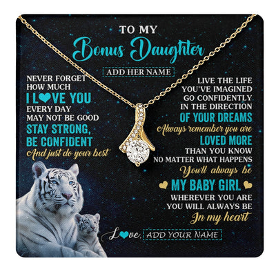 Alluring Beauty Necklace 18K Yellow Gold Finish | 1 | Personalized To My Bonus Daughter Gifts From Stepmom Necklace White Tiger Never Forget How Much I Love You Stepdaughter Birthday Gift Box Message Card | teecentury.myshopify