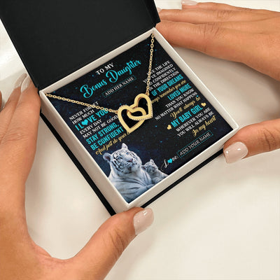 Interlocking Hearts Necklace 18K Yellow Gold Finish | 2 | Personalized To My Bonus Daughter Gifts From Stepmom Necklace White Tiger Never Forget How Much I Love You Stepdaughter Birthday Gift Box Message Card | teecentury.myshopify